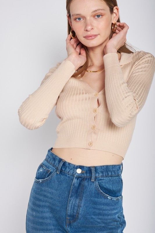 Solid Cropped Cardigan