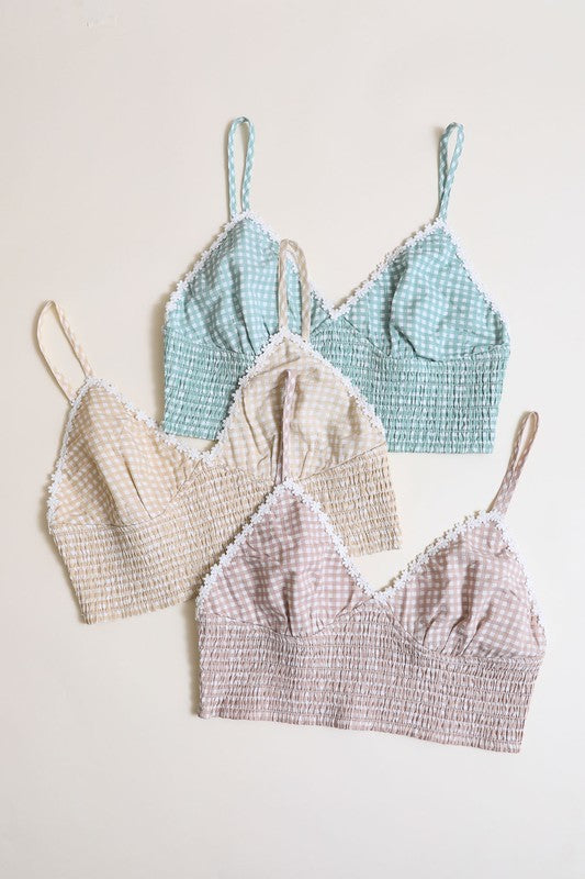 Gingham Smocked Bralette
