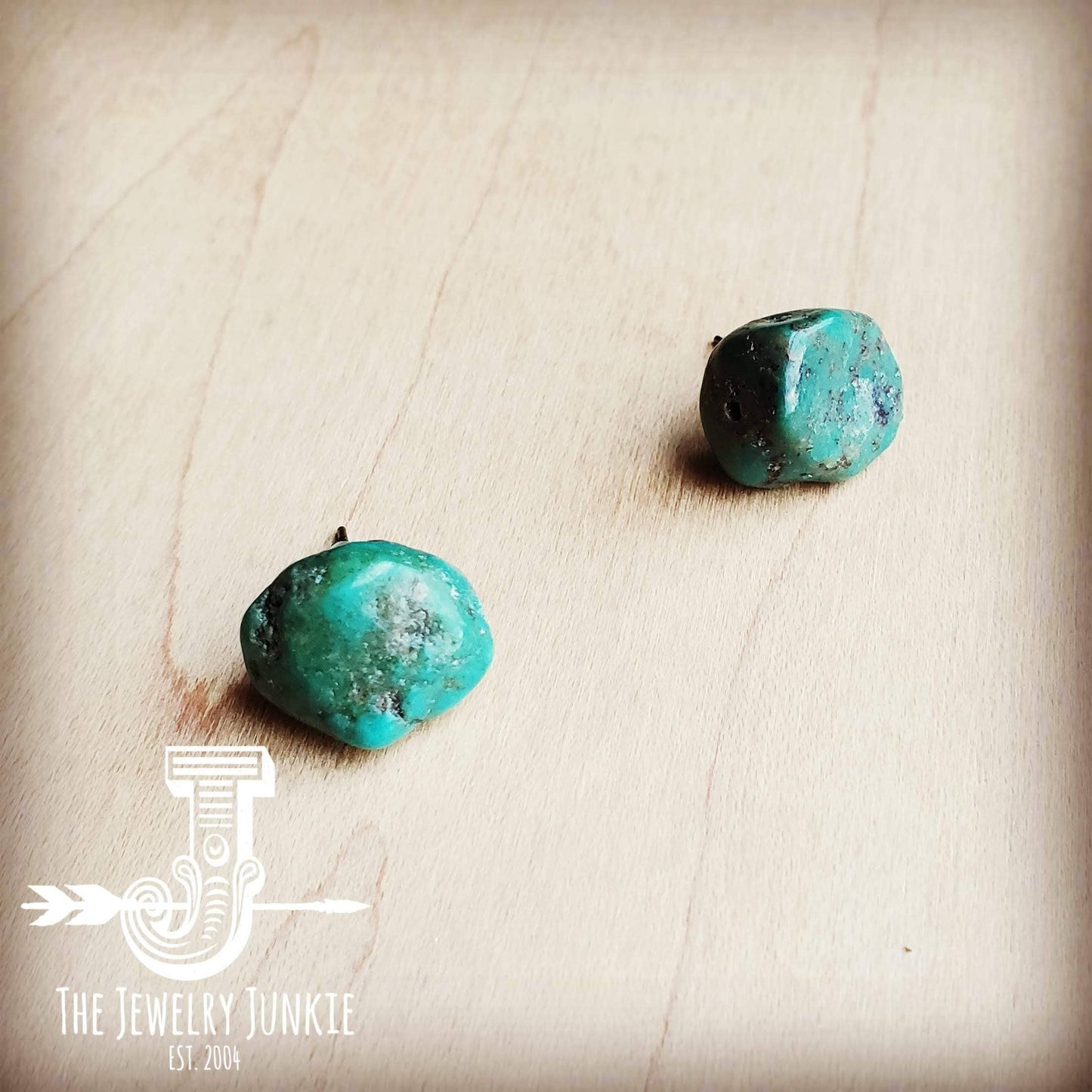 Natural Green Turquoise Stud Earrings