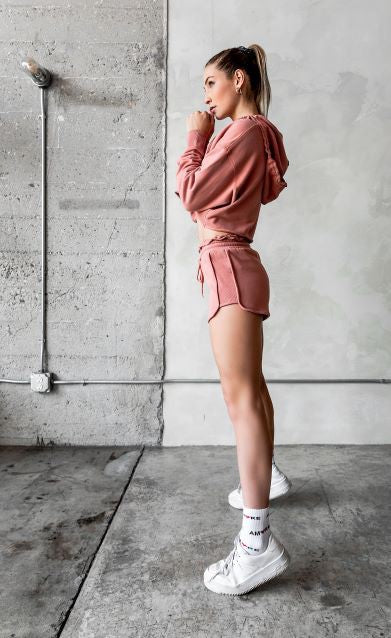 Pink Cropped Hoodie and Bottom Sets