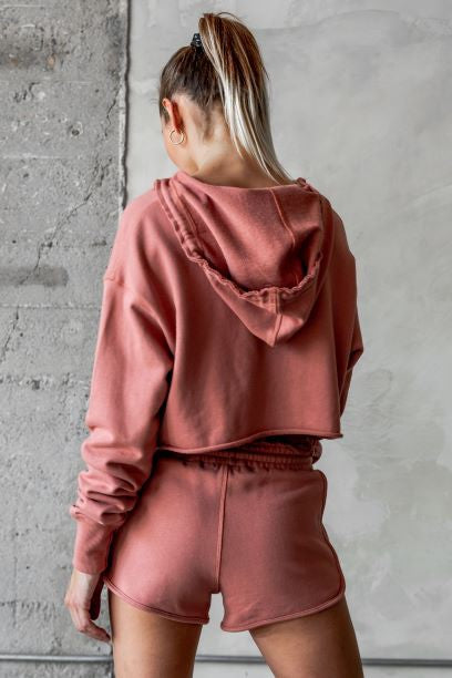 Pink Cropped Hoodie and Bottom Sets