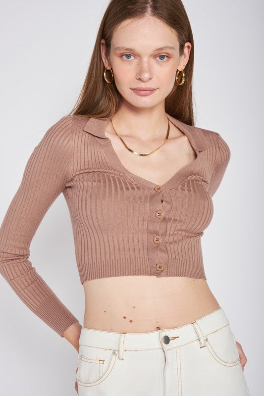 Solid Cropped Cardigan