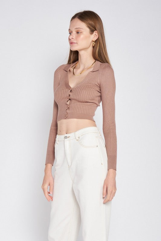 Solid Cropped Cardigan