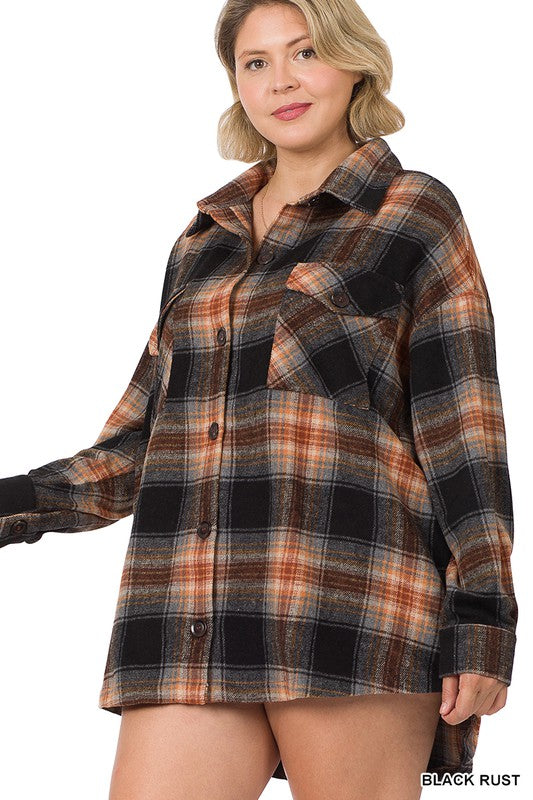 Plus Size Oversized Plaid Shacket