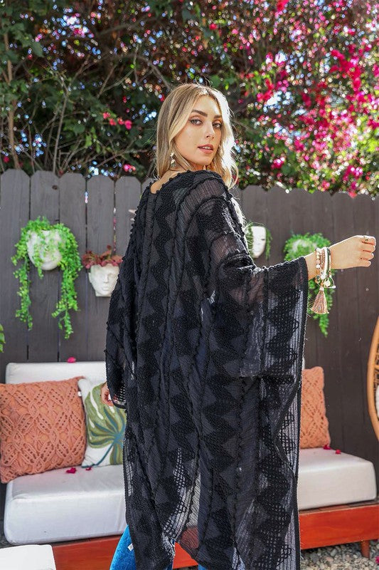 Embroidered Zig Zag Kimono