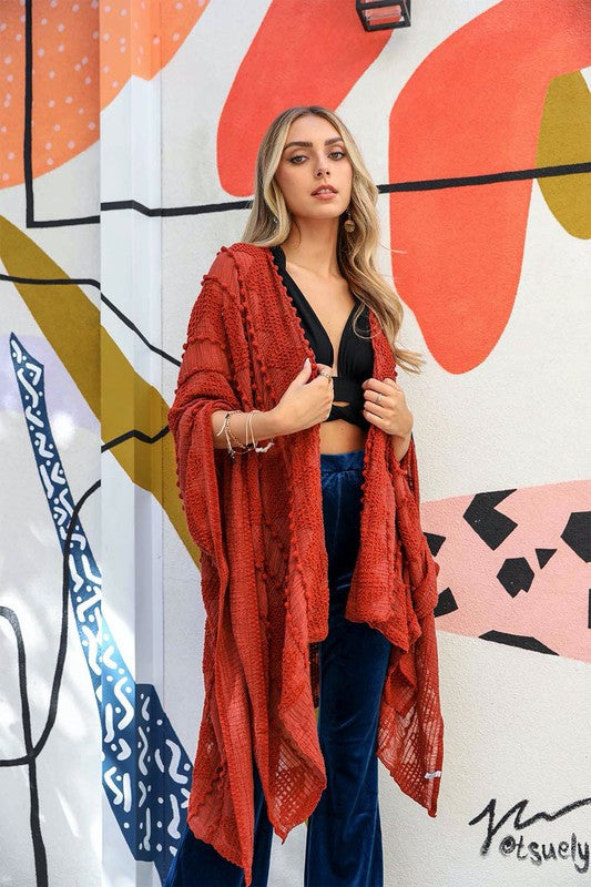 Embroidered Zig Zag Kimono