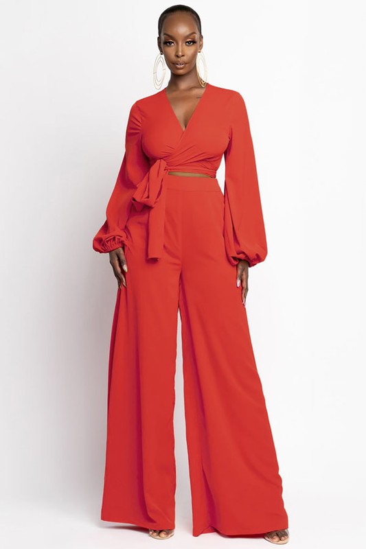 Front Tie Pant Suit