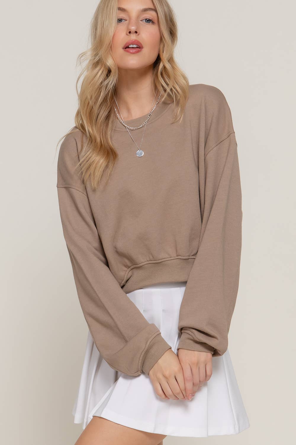 Crew Neck Crop Sweatshirt