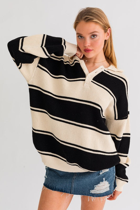 Collared Oversized Sweater Top