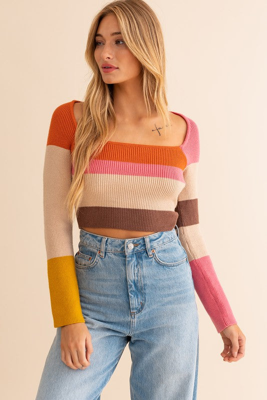 Long Sleeve Color Block Top