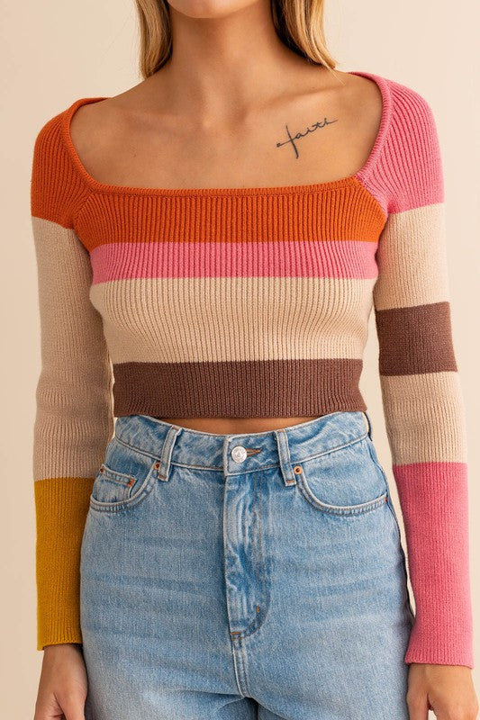 Long Sleeve Color Block Top