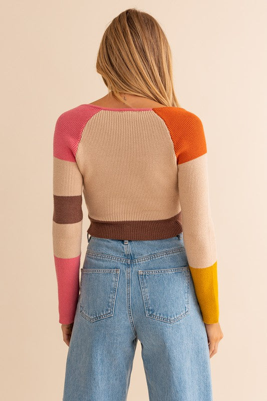 Long Sleeve Color Block Top