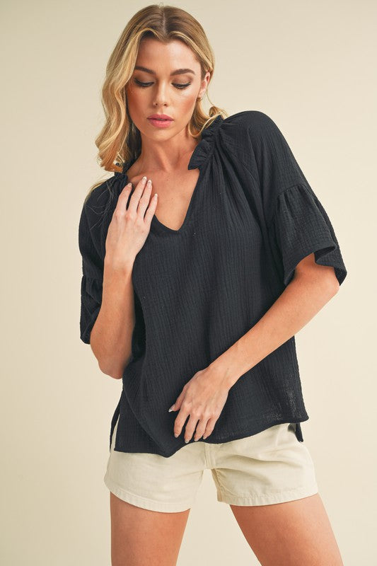 Tess 3/4 Sleeve Ruffle Top