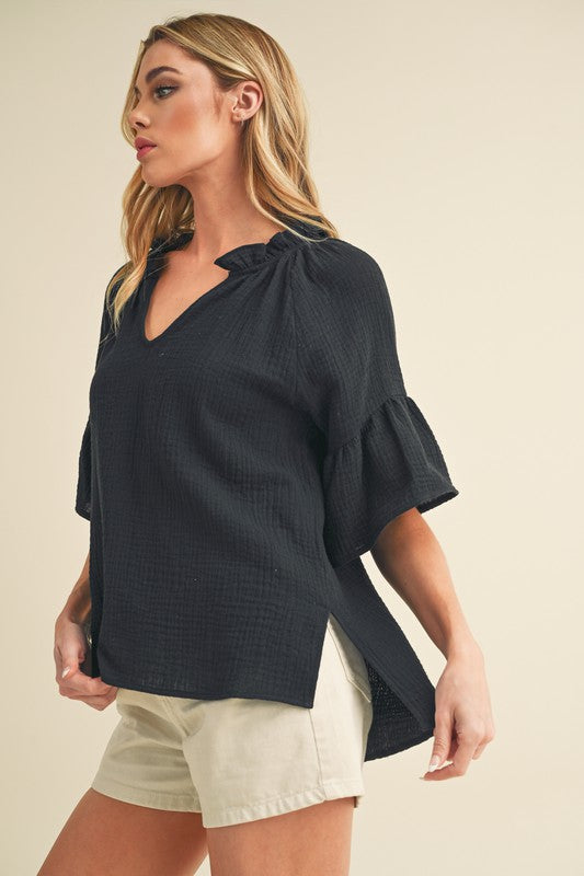 Tess 3/4 Sleeve Ruffle Top