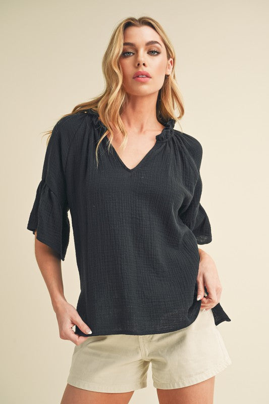 Tess 3/4 Sleeve Ruffle Top