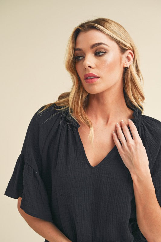 Tess 3/4 Sleeve Ruffle Top