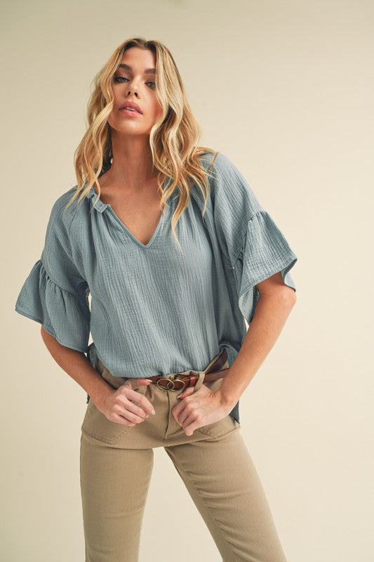 Tess 3/4 Sleeve Ruffle Top