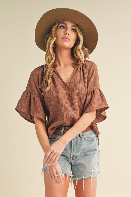 Tess 3/4 Sleeve Ruffle Top