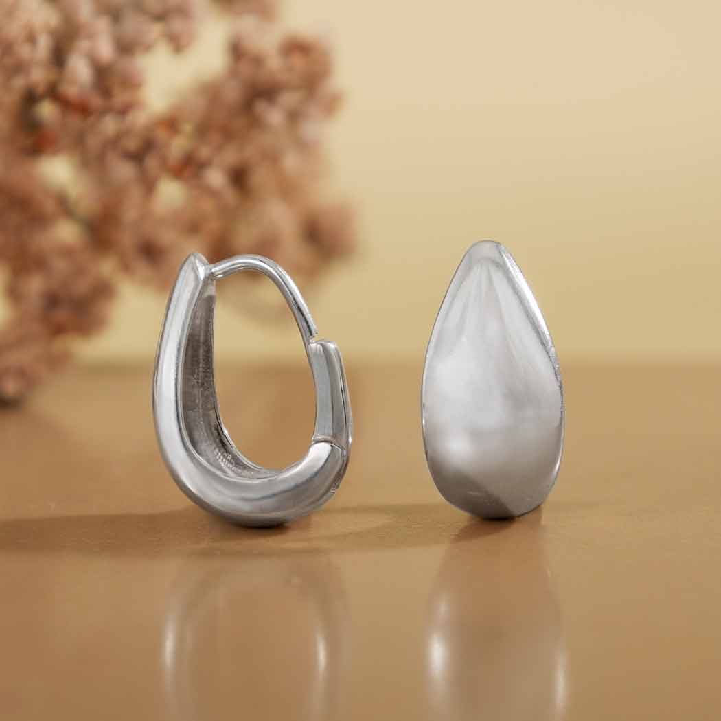 Sterling Silver Large Teardrop Huggies