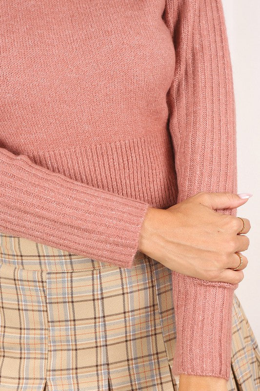 Crop mock neck sweater