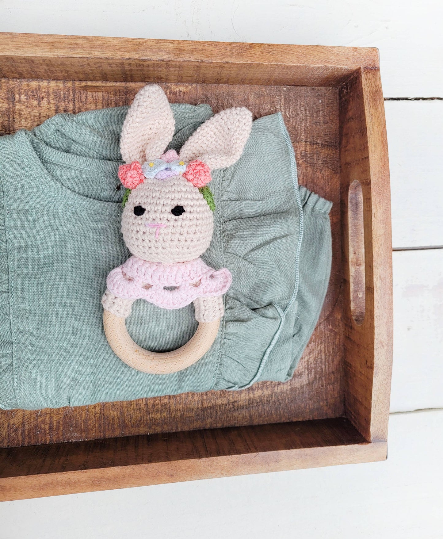 Crochet Bunny Rattle Flower Girl