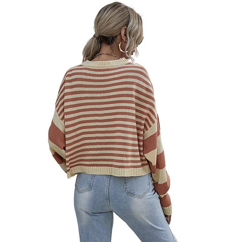 Peach Striped Sweater