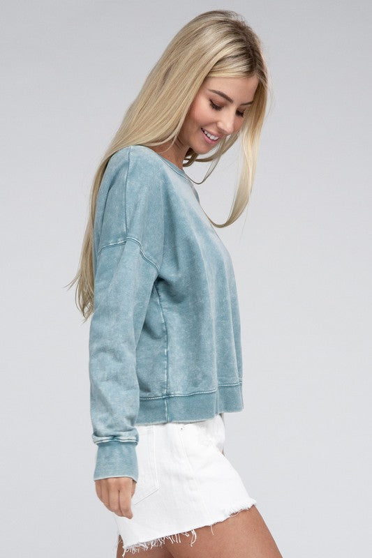 French Terry Acid Wash Sweater