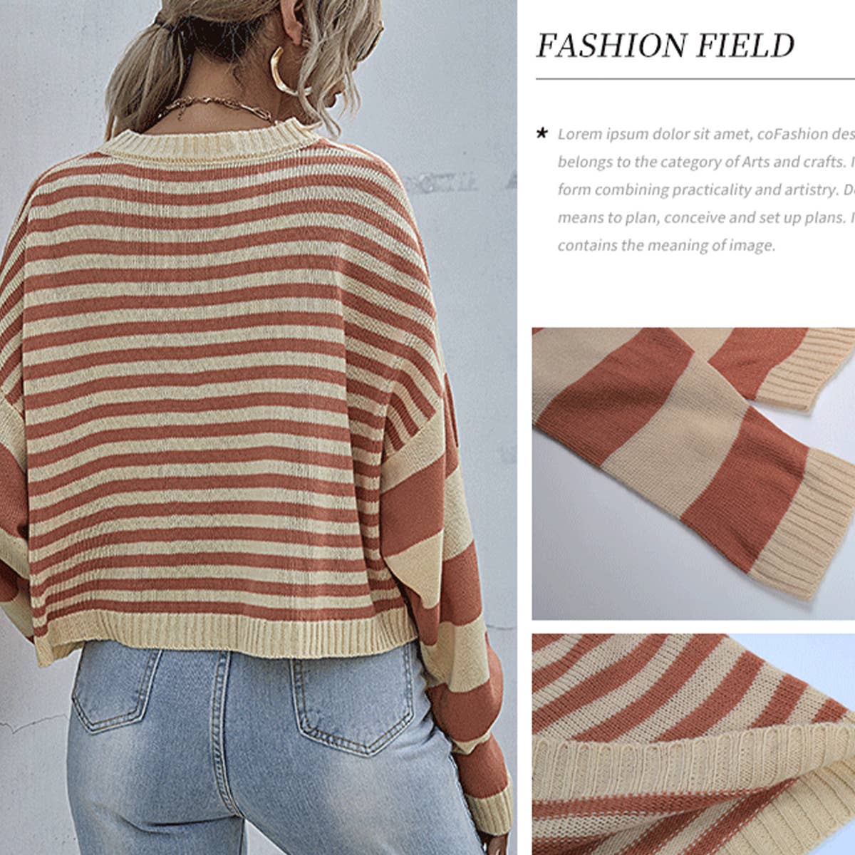 Peach Striped Sweater