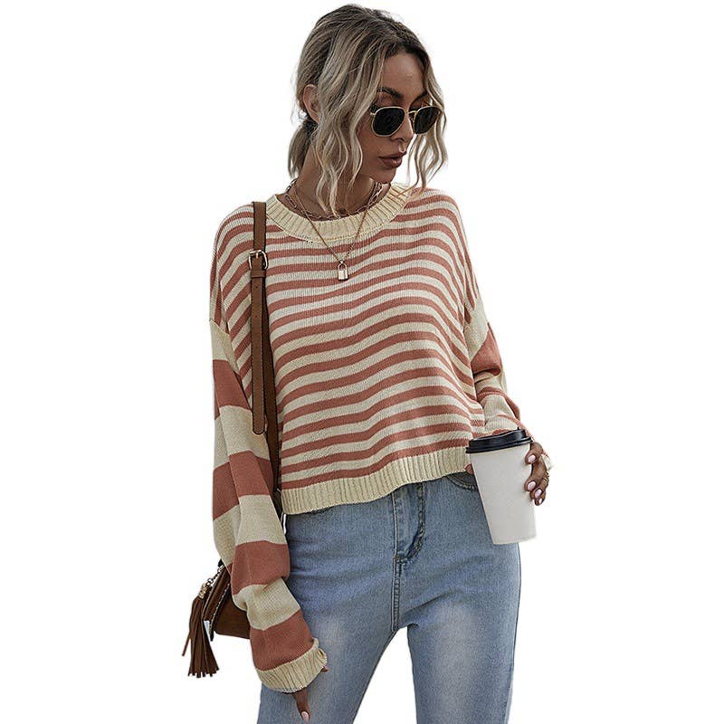 Peach Striped Sweater