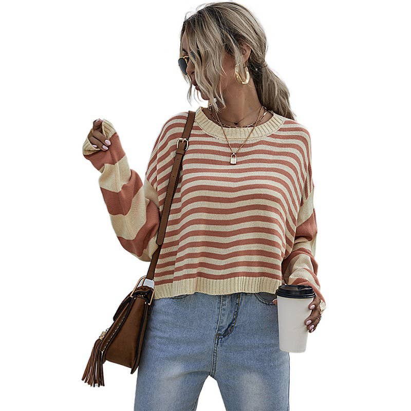 Peach Striped Sweater