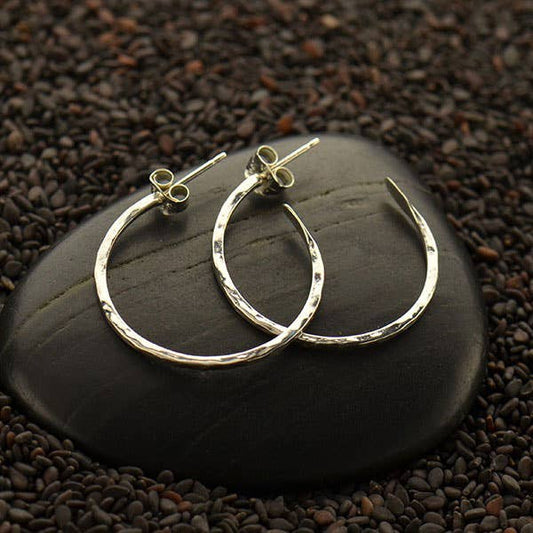 Hammer Finish Hoop Earrings on Post