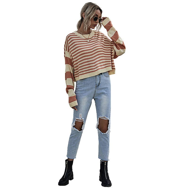 Peach Striped Sweater