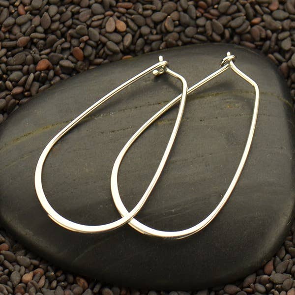 Sterling Silver Hoop Earrings - Teardrop