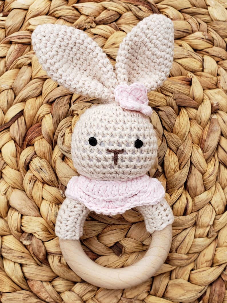 Crochet Bunny Rattle Flower Girl