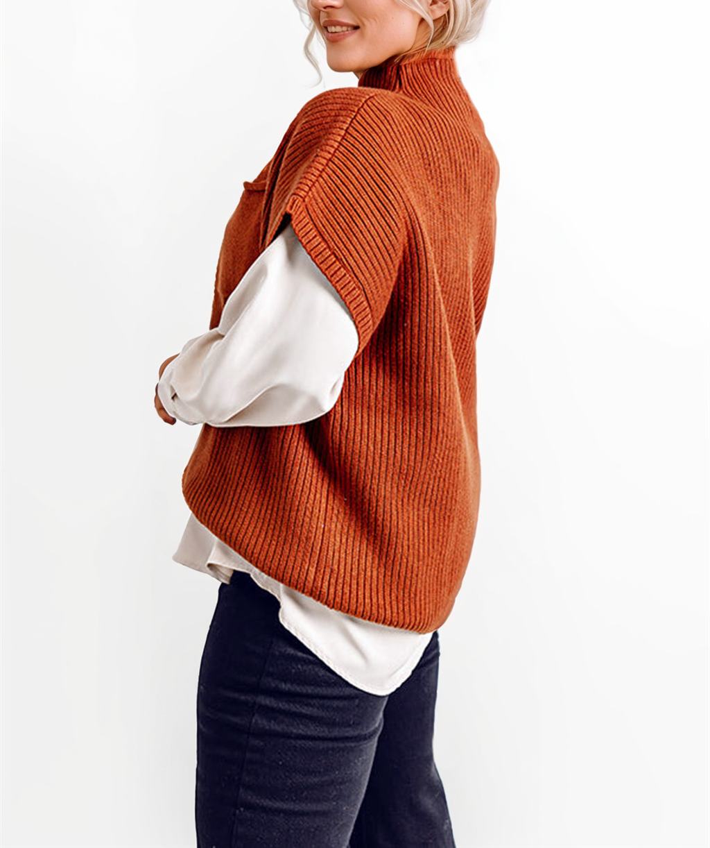 Mock Neck Short Sleeve Sweater