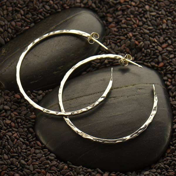 Hammer Finish Hoop Earrings on Post