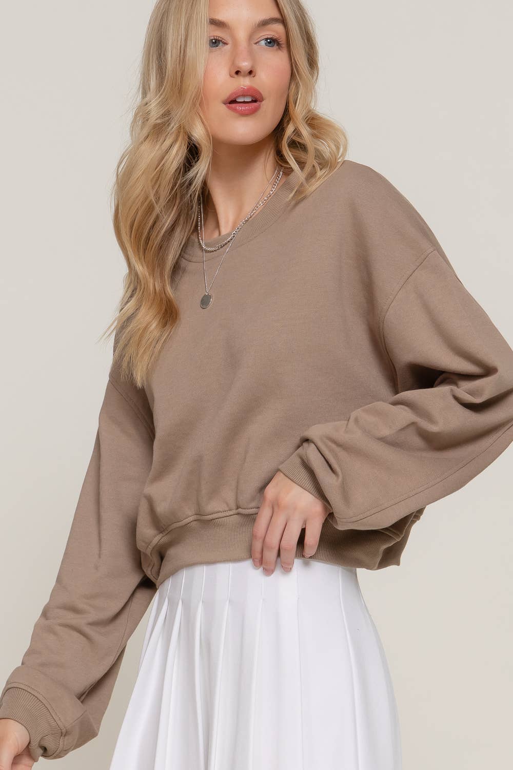 Crew Neck Crop Sweatshirt