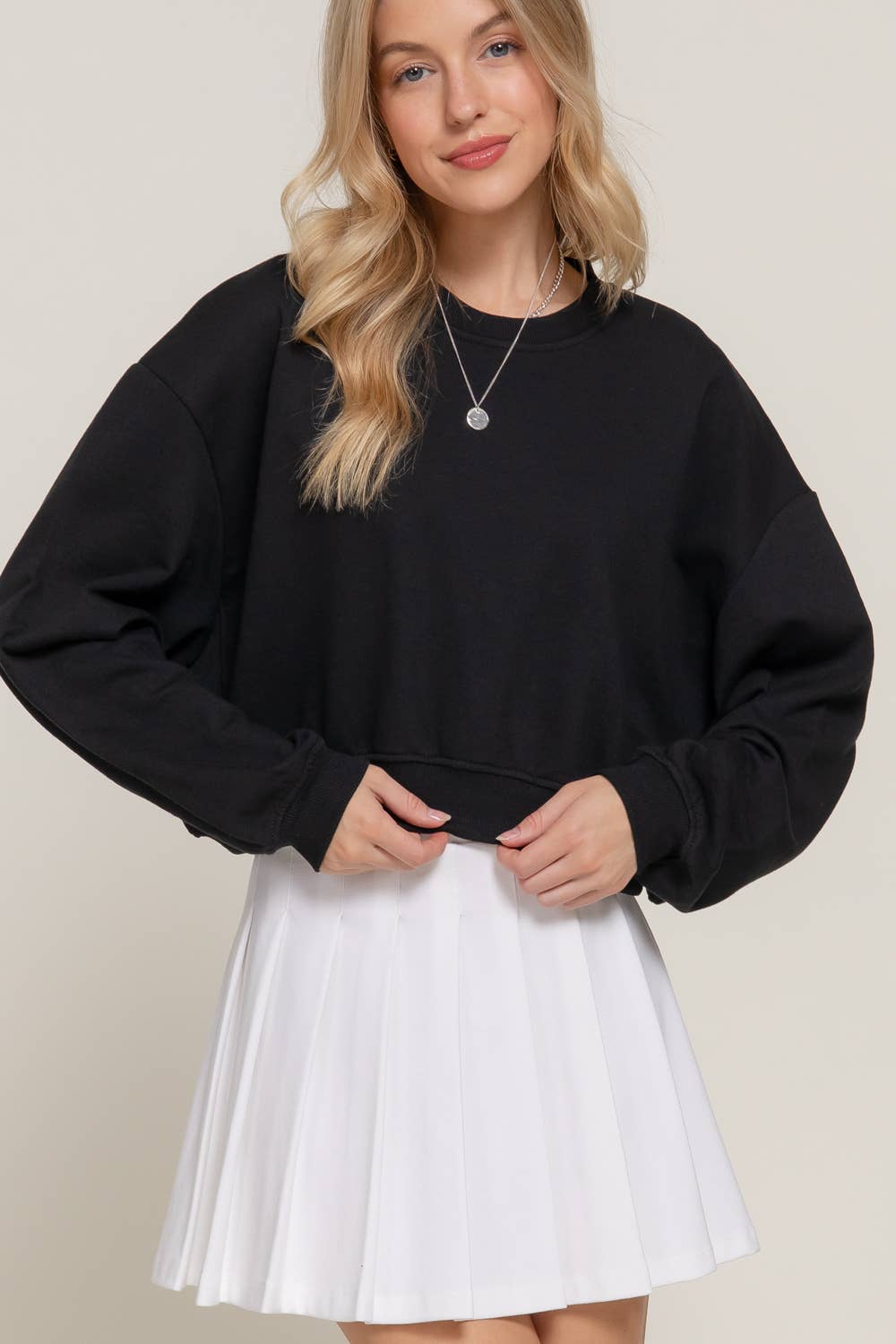 Crew Neck Crop Sweatshirt