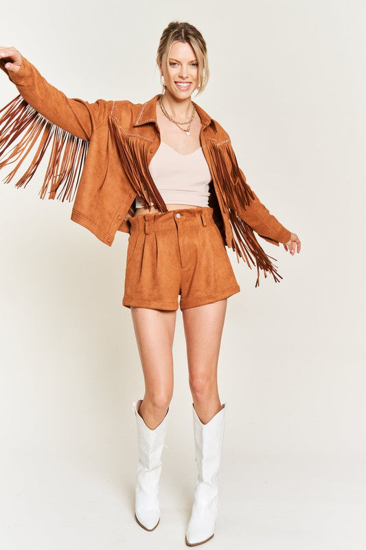 Suede studded fringe jacket Plus