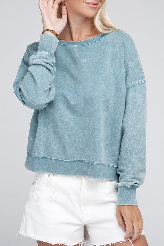 French Terry Acid Wash Sweater