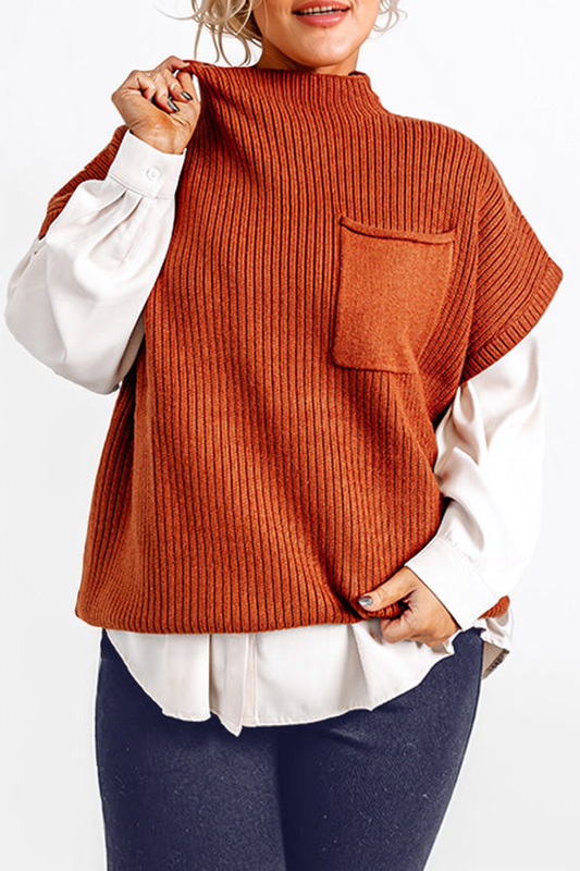 Mock Neck Short Sleeve Sweater